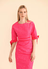 Caroline Kilkenny Aria Jacquard Ribbon Sleeve Midi Dress, Fuchsia