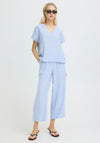 B.Young Falakka V-Neck Short Sleeve Blouse, Blue