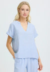 B.Young Falakka V-Neck Striped Blouse, Blue