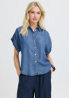 B.Young Kosmo Collared Denim Look Blouse, Blue
