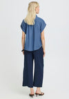 B.Young Kosmo Collared Denim Look Blouse, Blue