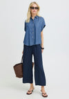 B.Young Kosmo Collared Denim Look Blouse, Blue