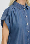 B.Young Kosmo Collared Denim Look Blouse, Blue