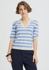 B.Young Morla Striped Polo Top, Blue Multi