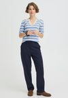 B.Young Morla Striped Polo Top, Blue Multi