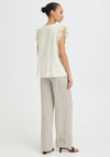 B.Young Falakka Ruffle Button Down Blouse, Beige