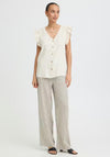 B.Young Falakka Ruffle Button Down Blouse, Beige