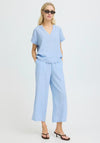 B.Young Striped Cropped Trousers, Blue