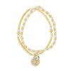 Absolute Set of 2 North Star Pavé & Pearl Beaded Stacking Bracelets, Gold