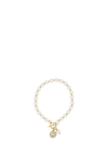 Absolute CZ Ball Pearl Beaded T-Bar Bracelet, Gold