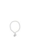Absolute CZ Ball Pearl Beaded T-Bar Bracelet, Silver