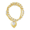 Absolute Two-Tone Heart Pendant Bracelet Set, Gold