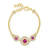 Absolute Pink CZ Triple Halo Bracelet, Gold