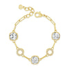 Absolute CZ Square Pendant Link Bracelet, Gold