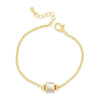 Absolute White Opal Square Pendant Bracelet, Gold