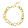 Absolute White Opal Square Curb Chain Bracelet, Gold