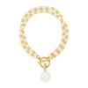 Absolute Pearl Drop T-Bar Beaded Bracelet, Gold