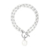 Absolute Pearl Drop T-Bar Beaded Bracelet, Silver