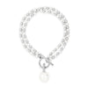 Absolute Pearl Drop T-Bar Beaded Bracelet, Silver