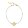 Absolute White Opal Square Pearl Bracelet, Gold