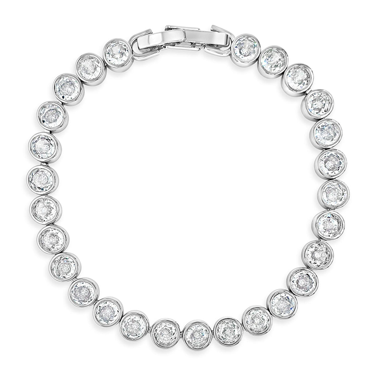 Absolute CZ Round Statement Bracelet, Silver