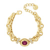 Absolute Double Chain Link Pink CZ Bracelet, Gold
