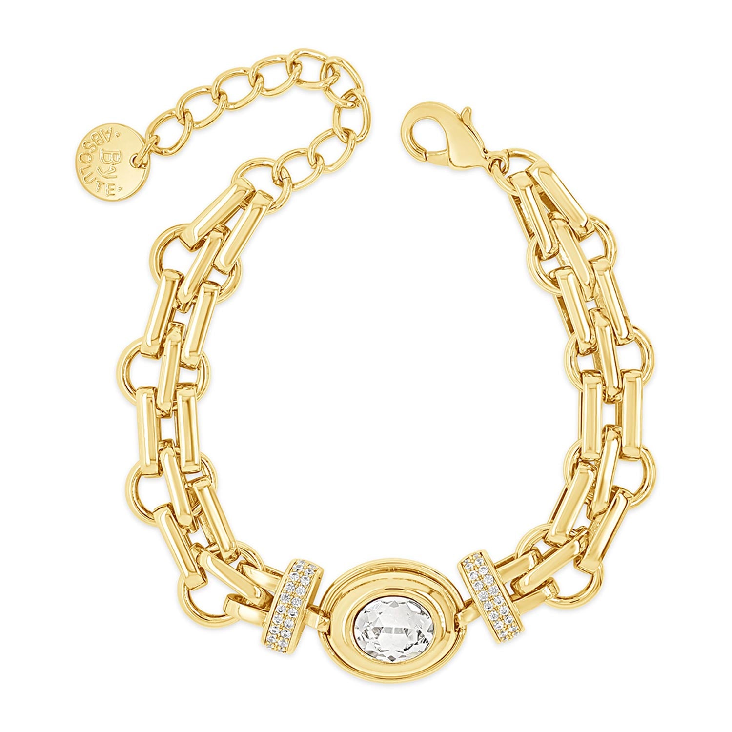 Absolute Double Chain Link CZ Bracelet, Gold - McElhinneys