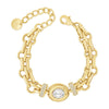 Absolute Double Chain Link CZ Bracelet, Gold