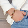 Absolute Double Chain Link Red CZ Bracelet, Gold