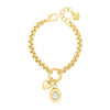 Absolute Chain Link Clear Stone Pendant Bracelet, Gold
