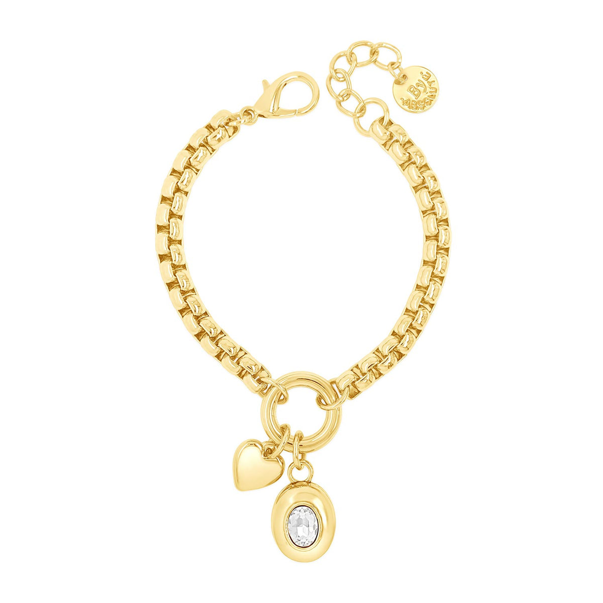Absolute Chain Link Clear Stone Pendant Bracelet, Gold