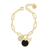 Absolute Chain Link Black Charm Bracelet, Gold