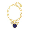 Absolute Chain Link Navy Charm Bracelet, Gold