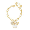 Absolute Chain Link White Charm Bracelet, Gold