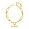 Absolute CZ T-Bar Chain Link Bracelet, Gold