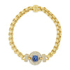 Absolute Box Chain Blue CZ Pavé Halo Bracelet, Gold