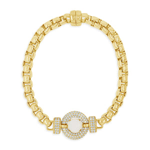 Absolute Box Chain Opal CZ Pavé Halo Bracelet, Gold