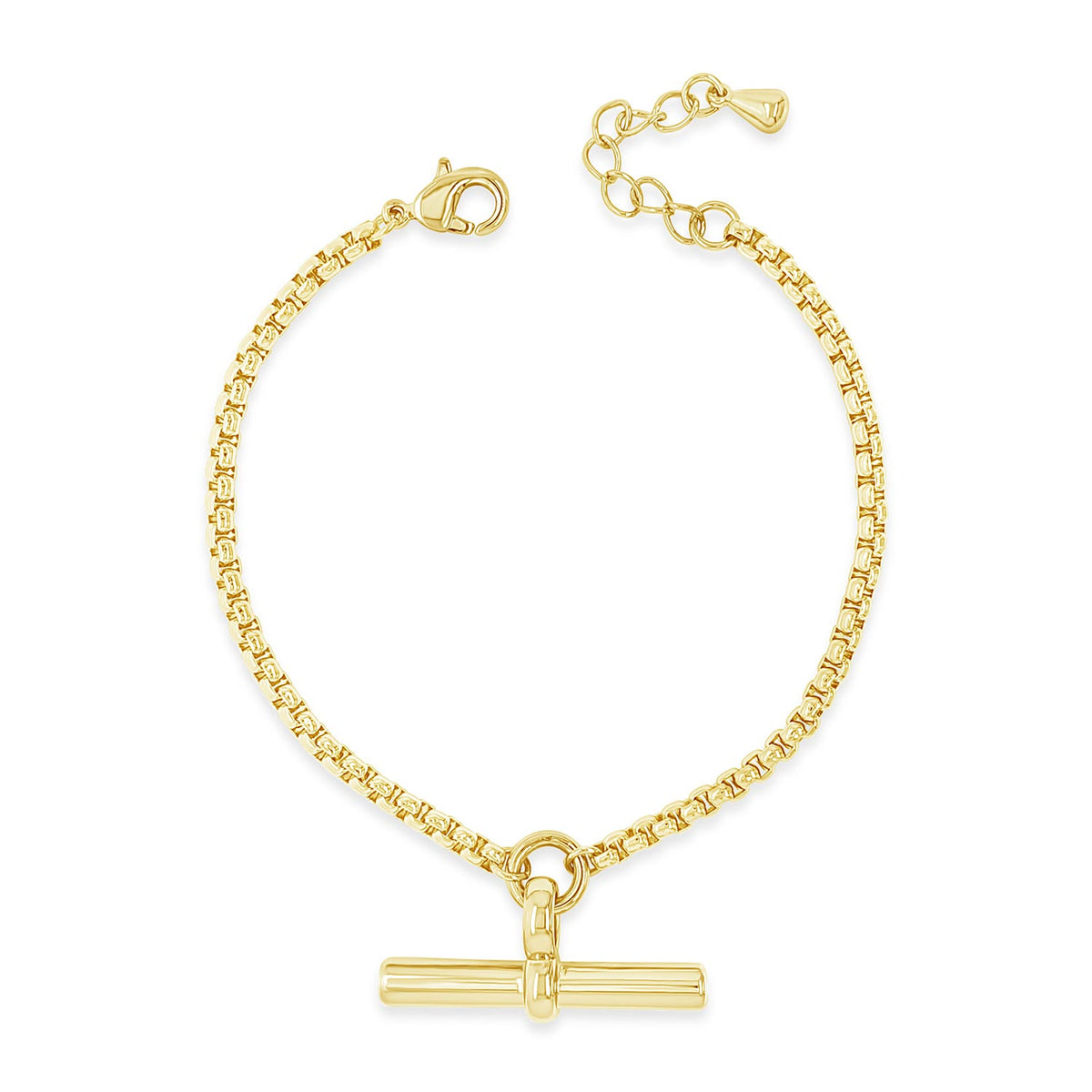 Absolute Box Chain Link T-Bar Bracelet, Gold