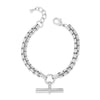 Absolute Box Chain Chunky Link T-Bar Bracelet, Silver
