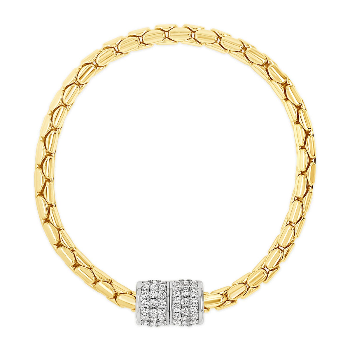 Absolute Box Chain Pavé Magnetic Closure Bracelet, Gold