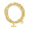 Absolute Set of 4 T-Bar & Noodle Beaded Stacking Bracelets, Gold