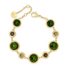 Absolute Olive Green Round CZ Link Bracelet, Gold