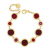 Absolute Siam Red Round CZ Link Bracelet, Gold