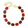 Absolute Siam Red CZ Link Bracelet, Gold