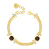 Absolute Curb Chain Round Chocolate Brown CZ Bracelet, Gold