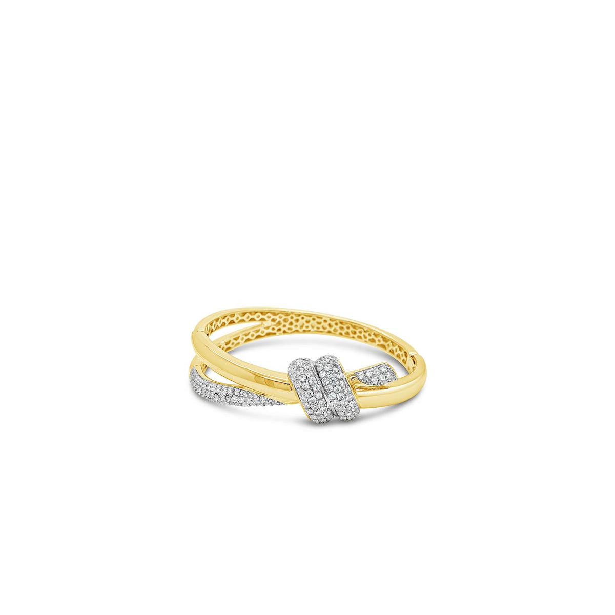 Absolute CZ Overlapping Band Bangle, Gold
