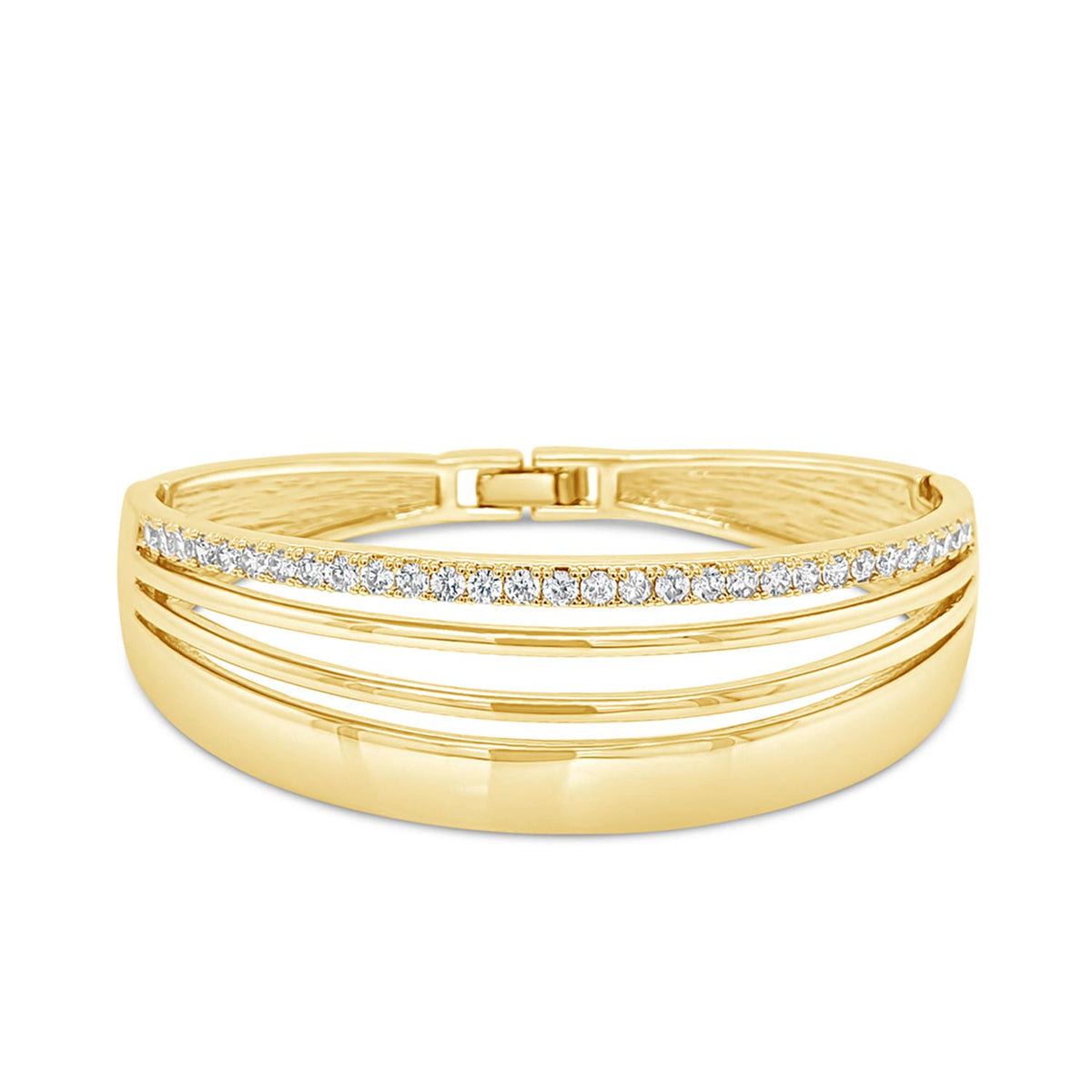 Absolute Pavé Triple Band Bangle, Gold