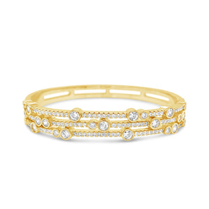 Absolute CZ Cluster Triple Band Bangle, Gold