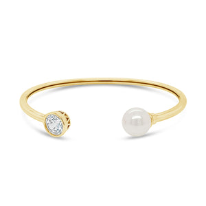 Absolute CZ & Pearl Bangle, Gold