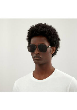 Balenciaga BB0116SA Mens Aviator Sunglasses, Grey